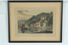 Load image into Gallery viewer, Antique Hand Colored Engraving Clovelly on the Coast of North Devon Framed Print