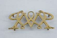 Load image into Gallery viewer, Williamsburg William & Mary Solid Brass Trivet – Colonial Revival Monogram Design – Footed Decorative Hot Plate