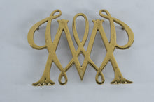 Load image into Gallery viewer, Williamsburg William & Mary Solid Brass Trivet – Colonial Revival Monogram Design – Footed Decorative Hot Plate