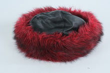 Load image into Gallery viewer, Wilson’s Genuine Leather Faux Fur Trim Winter Hat Black Leather Red Fur