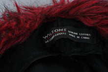 Load image into Gallery viewer, Wilson’s Genuine Leather Faux Fur Trim Winter Hat Black Leather Red Fur