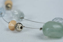Load image into Gallery viewer, Pastel Blue Green Peach Double Strand Beaded Necklace Silver Tone 18 Inch