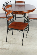 Load image into Gallery viewer, 5 Piece Round Wood and Wrought Iron Dining Set with Leaf