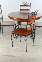 Load image into Gallery viewer, 5 Piece Round Wood and Wrought Iron Dining Set with Leaf
