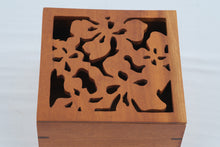 Load image into Gallery viewer, Wood Keepsake Box With Floral Cutout Lid Decorative Storage Box 6 Inch