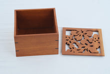 Load image into Gallery viewer, Wood Keepsake Box With Floral Cutout Lid Decorative Storage Box 6 Inch