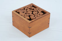 Load image into Gallery viewer, Wood Keepsake Box With Floral Cutout Lid Decorative Storage Box 6 Inch