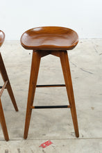 Load image into Gallery viewer, Set of 3 Bali Counter Height Swivel Bar Stools with Sculpted Wood Seats