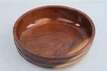 Load image into Gallery viewer, Large Turned Wood Salad Bowl 13 Inch Two Tone Decorative Centerpiece