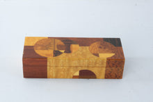 Load image into Gallery viewer, Exotic Hardwood Inlaid Jewelry Box Multi Wood Keepsake Box with Velvet Interior