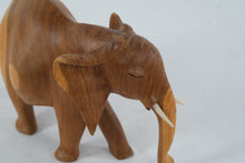 Load image into Gallery viewer, Hand-Carved Wooden Elephant Figurine with Tusk Detail