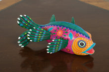 Load image into Gallery viewer, Hand Carved Oaxacan Alebrije Fish Sculpture Signed Mexican Folk Art Wood Carving