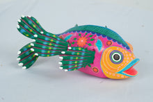 Load image into Gallery viewer, Hand Carved Oaxacan Alebrije Fish Sculpture Signed Mexican Folk Art Wood Carving