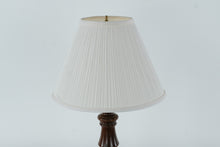Load image into Gallery viewer, Spun Wood and Brass Table Lamp with Pleated Shade – 26" Tall