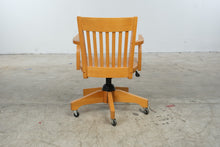 Load image into Gallery viewer, Maple Wood Swivel Office Chair with Slat Back and Casters