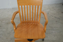 Load image into Gallery viewer, Mid-Century Modern Wood Swivel Office Chair with Casters