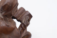 Load image into Gallery viewer, Hand Carved Wood Seated Scholar Reading Book Asian Figurine 6 Inch As Is