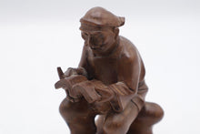 Load image into Gallery viewer, Hand Carved Wood Seated Scholar Reading Book Asian Figurine 6 Inch As Is