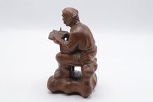 Load image into Gallery viewer, Hand Carved Wood Seated Scholar Reading Book Asian Figurine 6 Inch As Is