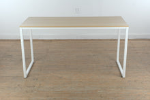 Load image into Gallery viewer, Modern Oak Computer Desk with White Steel Sled Base Legs