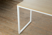 Load image into Gallery viewer, Modern Oak Computer Desk with White Steel Sled Base Legs
