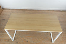 Load image into Gallery viewer, Modern Oak Computer Desk with White Steel Sled Base Legs