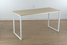 Load image into Gallery viewer, Modern Oak Computer Desk with White Steel Sled Base Legs