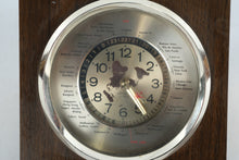 Load image into Gallery viewer, Vintage World Time Desk Clock Faux Wood Plastic Quartz 1970s