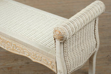 Load image into Gallery viewer, Jamaica Collection Whitewashed Wicker & Carved Wood Bench