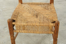 Load image into Gallery viewer, Woven Rush Seat Wood Side Chair with Geometric Back