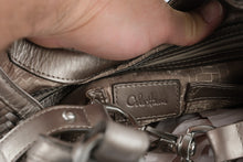 Load image into Gallery viewer, Cole Haan Metallic Taupe Woven Leather Satchel Braided Handle Bag