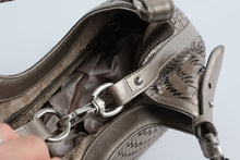 Load image into Gallery viewer, Cole Haan Metallic Taupe Woven Leather Satchel Braided Handle Bag