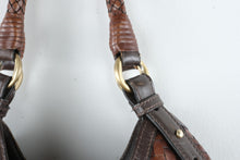 Load image into Gallery viewer, Cole Haan Genevieve Woven Leather Hobo Shoulder Bag Brown Large