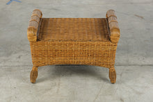 Load image into Gallery viewer, Vintage Wicker Rattan Footstool Ottoman Bench