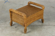 Load image into Gallery viewer, Vintage Wicker Rattan Footstool Ottoman Bench
