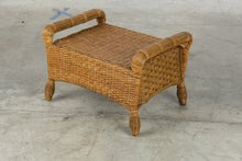Load image into Gallery viewer, Vintage Wicker Rattan Footstool Ottoman Bench