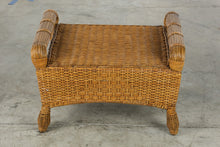 Load image into Gallery viewer, Vintage Wicker Rattan Footstool Ottoman Bench