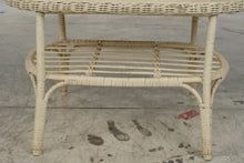 Load image into Gallery viewer, Vintage Cream Wicker Rattan Coffee Table 31 Inch Two Tier Boho Coastal