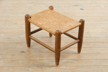 Load image into Gallery viewer, Woven Rush Seat Stool with Turned Wood Frame