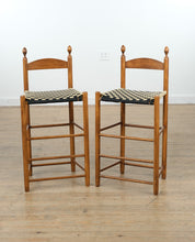 Load image into Gallery viewer, Pair of Woven Strap Counter-Height Barstools – Sturdy & Stylish