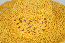 Load image into Gallery viewer, D&Y Yellow Crochet Woven Sun Hat – Wide Brim Summer Beach Hat, One Size