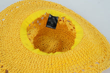 Load image into Gallery viewer, D&Y Yellow Crochet Woven Sun Hat – Wide Brim Summer Beach Hat, One Size