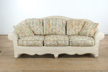 Load image into Gallery viewer, Off-White Woven Wicker Sofa – Tropical Upholstery, Coastal Cottage Style