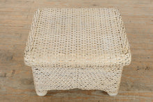 Load image into Gallery viewer, Off-White Woven Wicker Side Table – Coastal Cottage Accent Table