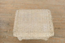 Load image into Gallery viewer, Off-White Woven Wicker Side Table – Coastal Cottage Accent Table