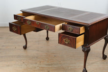 Load image into Gallery viewer, Traditional Mahogany Executive Desk with Inlaid Leather Top and Ball and Claw Feet