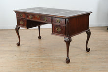 Load image into Gallery viewer, Traditional Mahogany Executive Desk with Inlaid Leather Top and Ball and Claw Feet