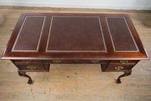 Load image into Gallery viewer, Traditional Mahogany Executive Desk with Inlaid Leather Top and Ball and Claw Feet