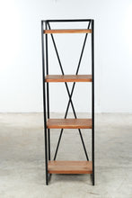Load image into Gallery viewer, Industrial Acacia Wood and Metal 4 Shelf Bookcase Display Shelving Unit
