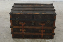 Load image into Gallery viewer, Antique Steamer Trunk Yale and Towne Lock Wood Slat Travel Chest 31 Inch